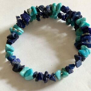 Lapis and Turquoise Coil Bracelet
